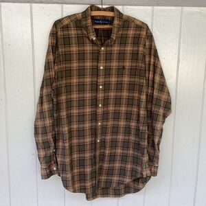 Ralph Lauren button down SHIRT plaid Classic Fit green